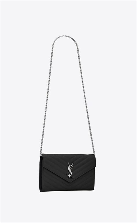 ysl classic cassandre chain wallet in grain de poudre leather